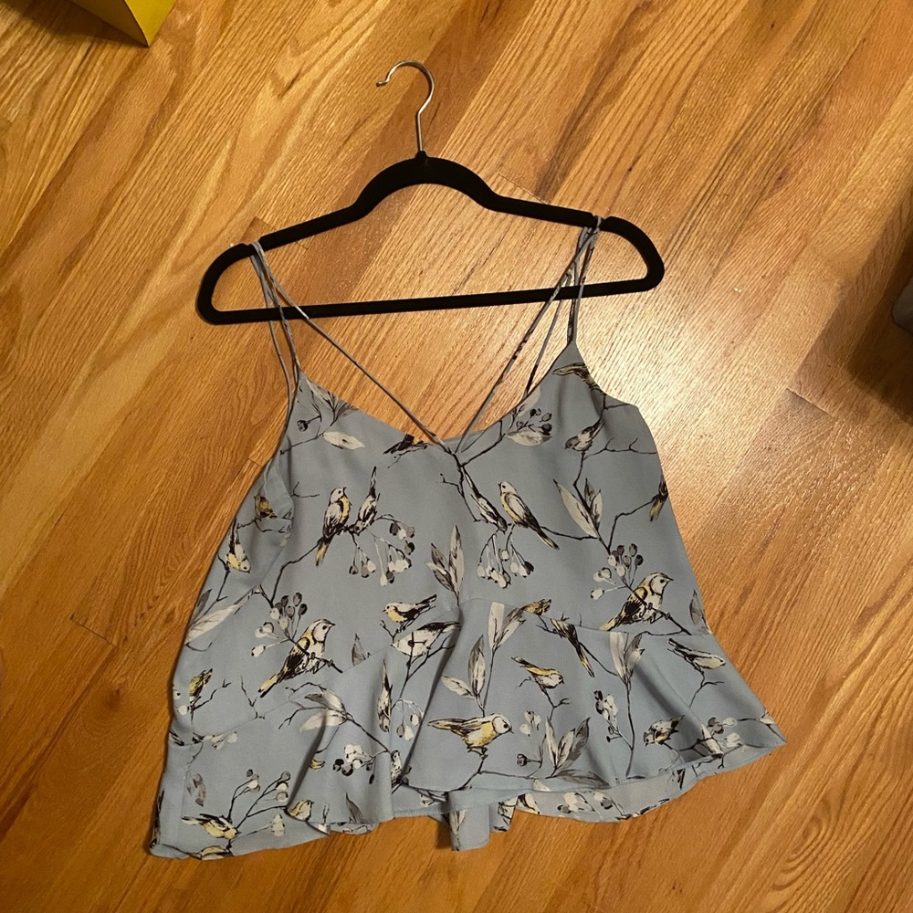 Strappy tank top with bird design